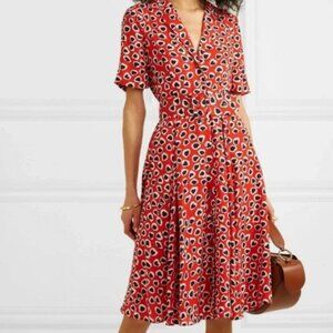 NWT J.Crew Rudbeckia Collared Heart Print Shirt Dress, Size 4